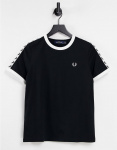 Fred Perry Tape Ringer T-Shirt Dames - Black - Dames