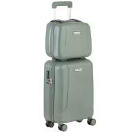 CarryOn Skyhopper 4 Wiel Trolley 55 + Beautycase Set olive Harde Koffer